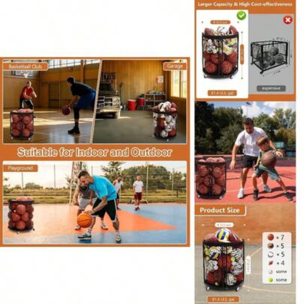 Heavy Duty Ball Storage Bin Ca - Sports Equipment For Volleyball recension och pris
